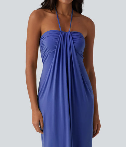 Halter Tie Back Maxi Dress with Pockets
