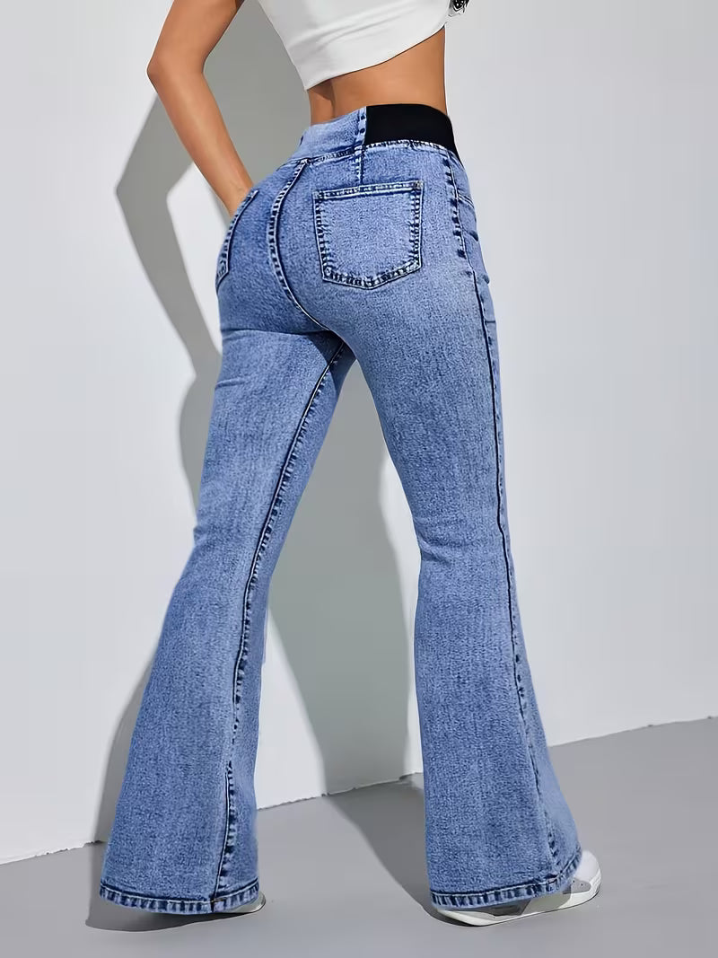 High-Waisted Skinny Stretch Flared Jeans