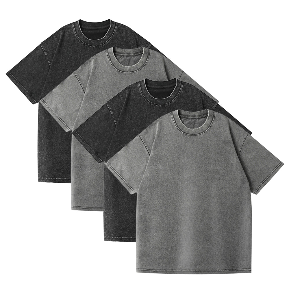 Men’s Oversized Vintage Washed T-Shirt (4pcs) – Loose Fit Cotton Tee