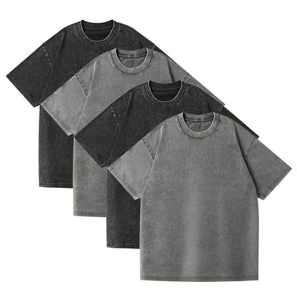 Men’s Oversized Vintage Washed T-Shirt (4pcs) – Loose Fit Cotton Tee