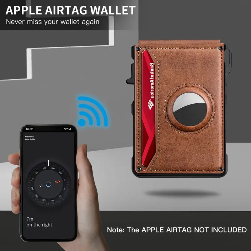 Men's Business Wallet Credit Card Holder Pop Up Smart RFlD Blocking Slim Leather