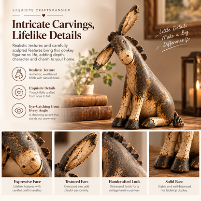 Funny Distressed Donkey Figurine for Farmhouse Decor