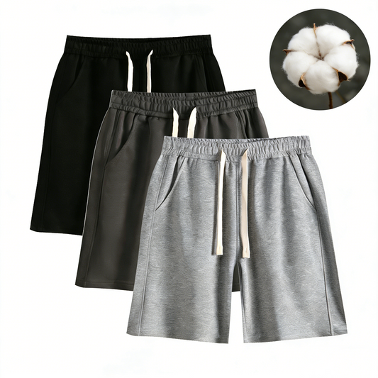 3Packs Men's Solid Pocket Waist Shorts