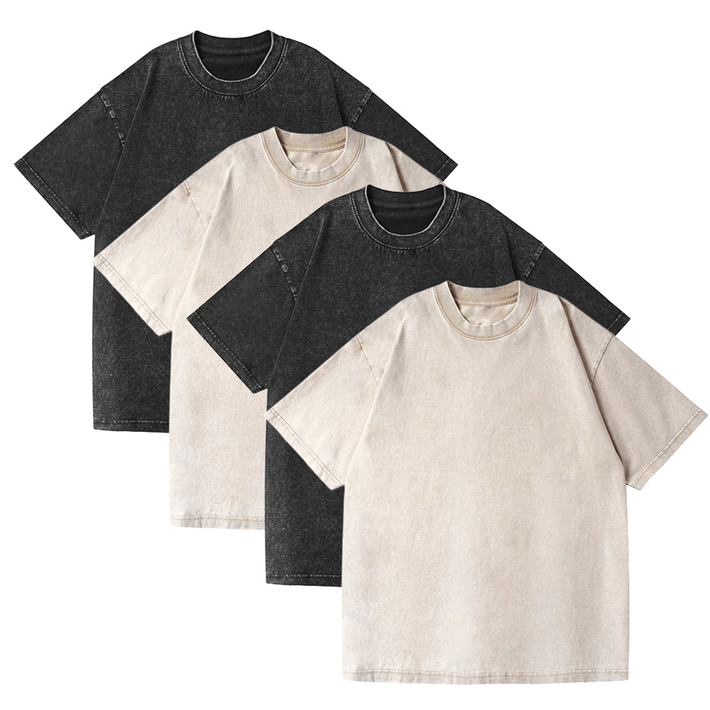 Men’s Oversized Vintage Washed T-Shirt (4pcs) – Loose Fit Cotton Tee