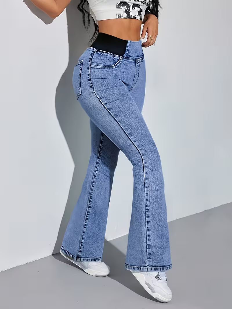 High-Waisted Skinny Stretch Flared Jeans
