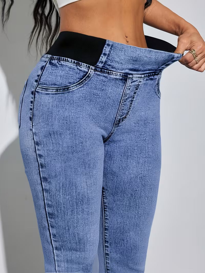 High-Waisted Skinny Stretch Flared Jeans