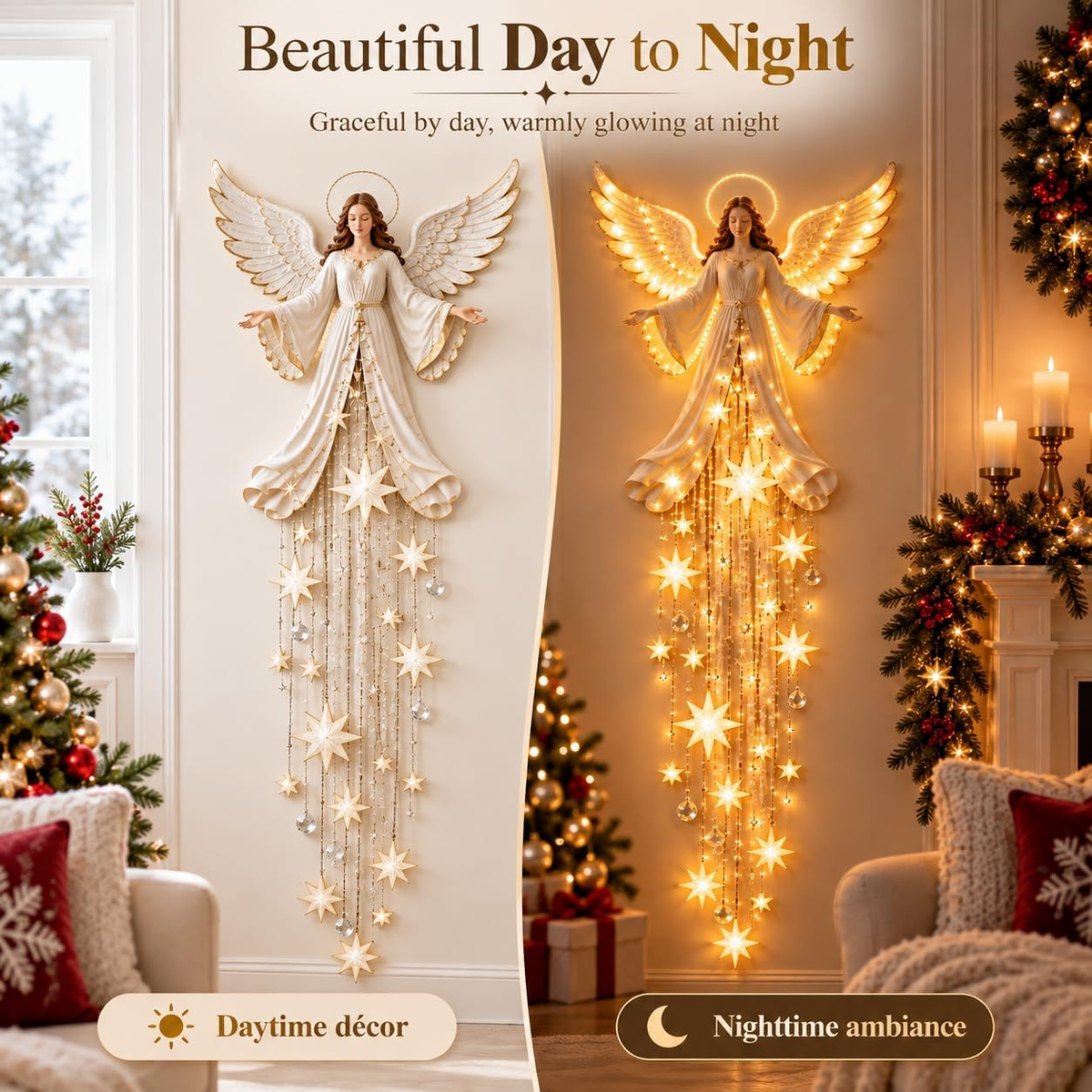 Angel Blessing Starfall LED Wall Light – Christmas Decor