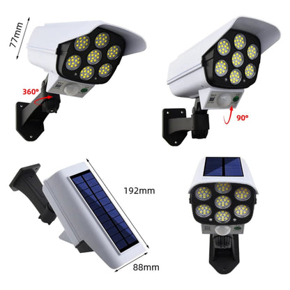 Solar Motion Sensor Security Light – 2000 Lumens, 77 LEDs, IP66, Fake Camera Decoy