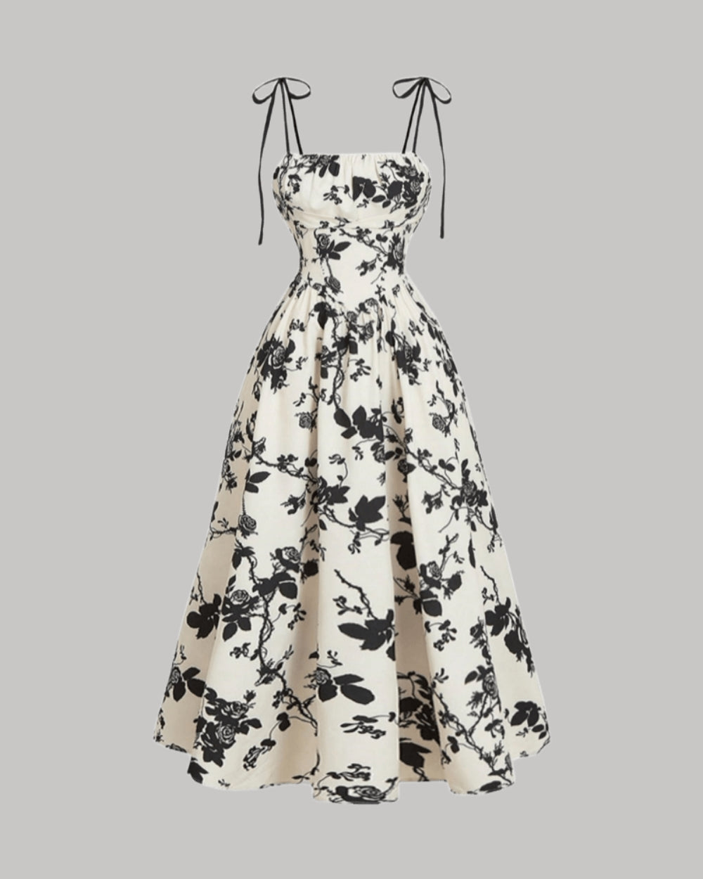 Floral Tie-Shoulder Cami Dress – Summer Sleeveless Sundress