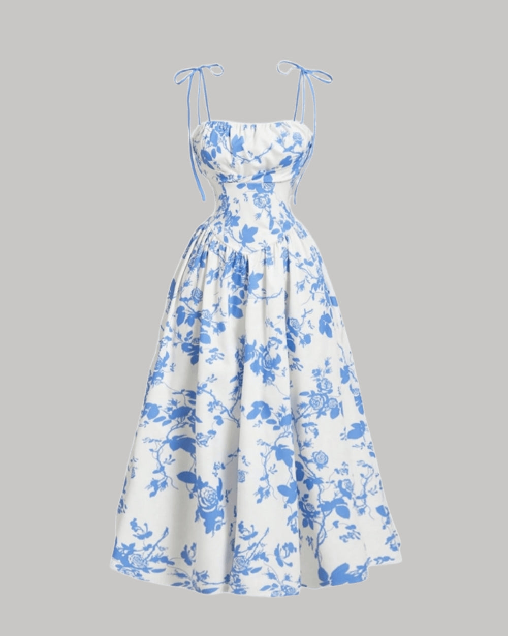 Floral Tie-Shoulder Cami Dress – Summer Sleeveless Sundress