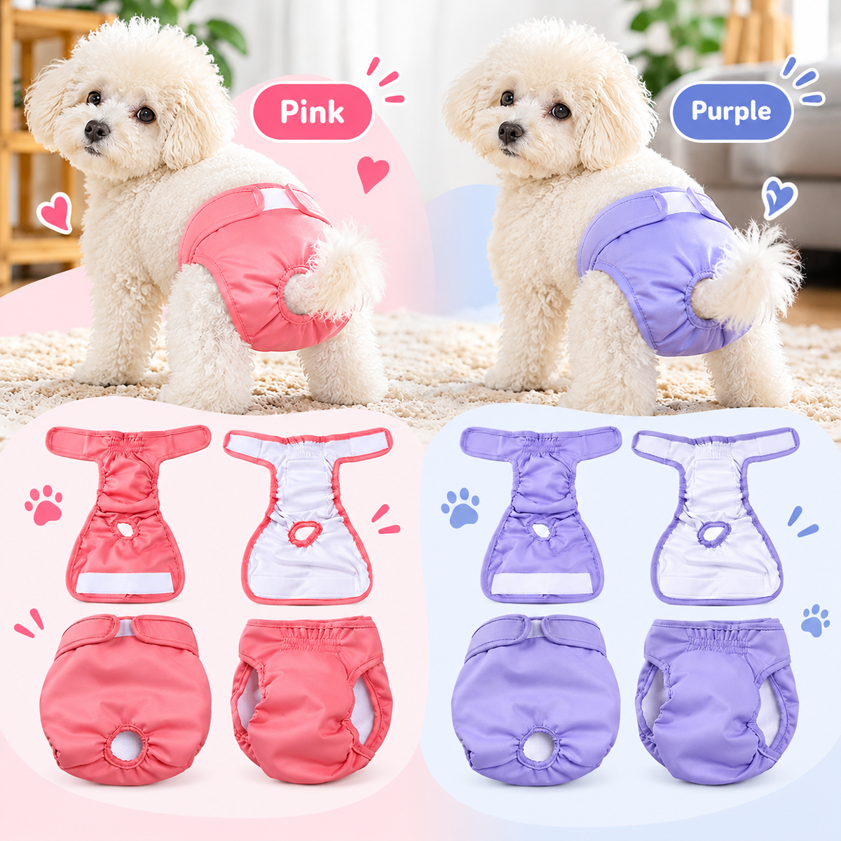 Reusable Waterproof Dog Diapers | Comfortable Fit for Everyday Protection
