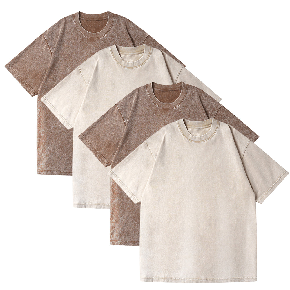 Men’s Oversized Vintage Washed T-Shirt (4pcs) – Loose Fit Cotton Tee