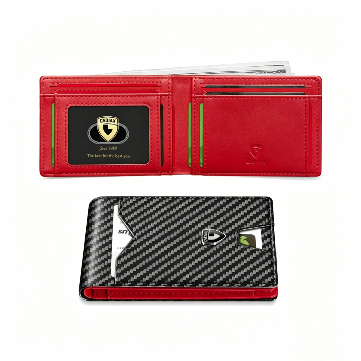 💴RFID Blocking Leather & Carbon Fiber Wallet