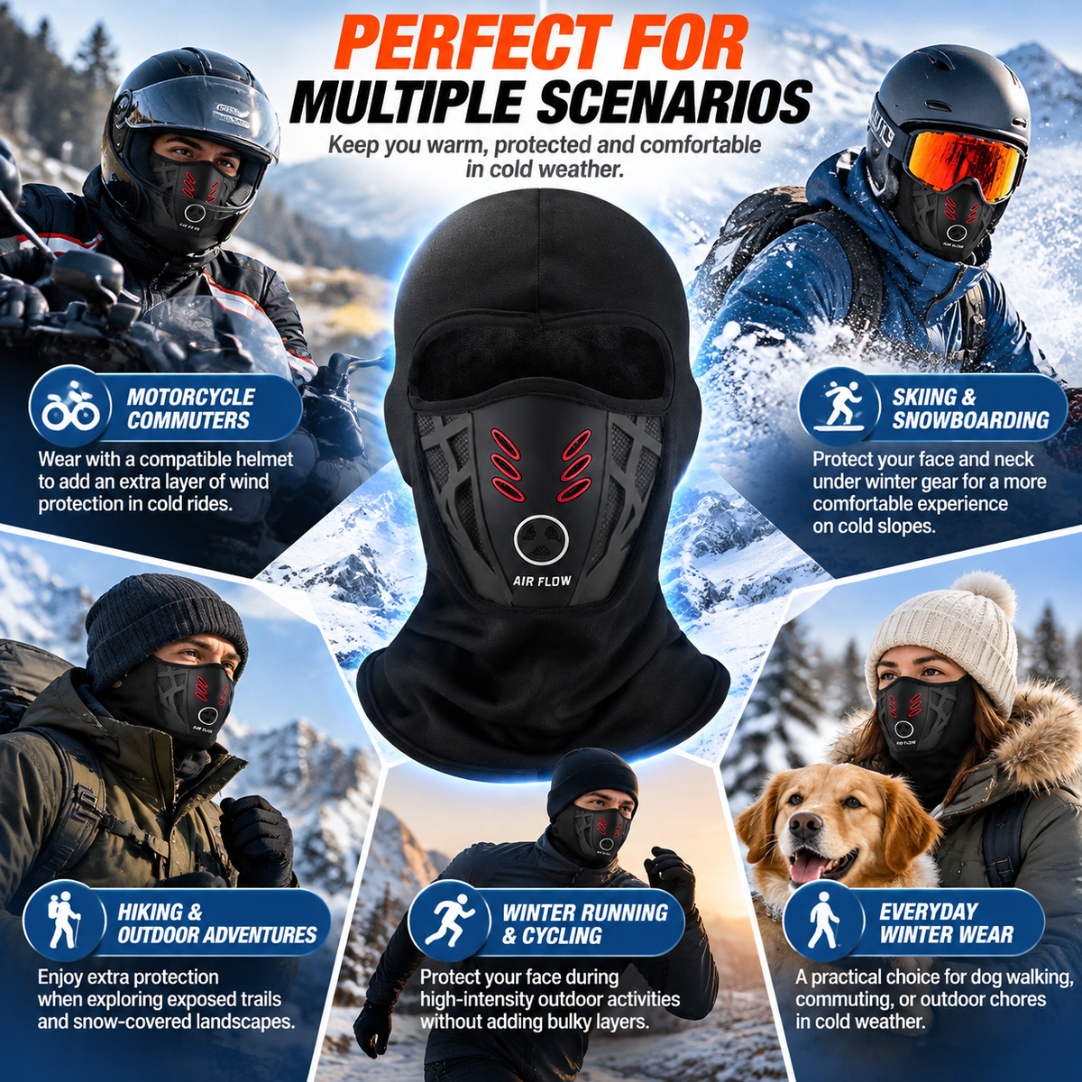 Windproof Winter Balaclava Ski Mask with Thermal Fleece Lining