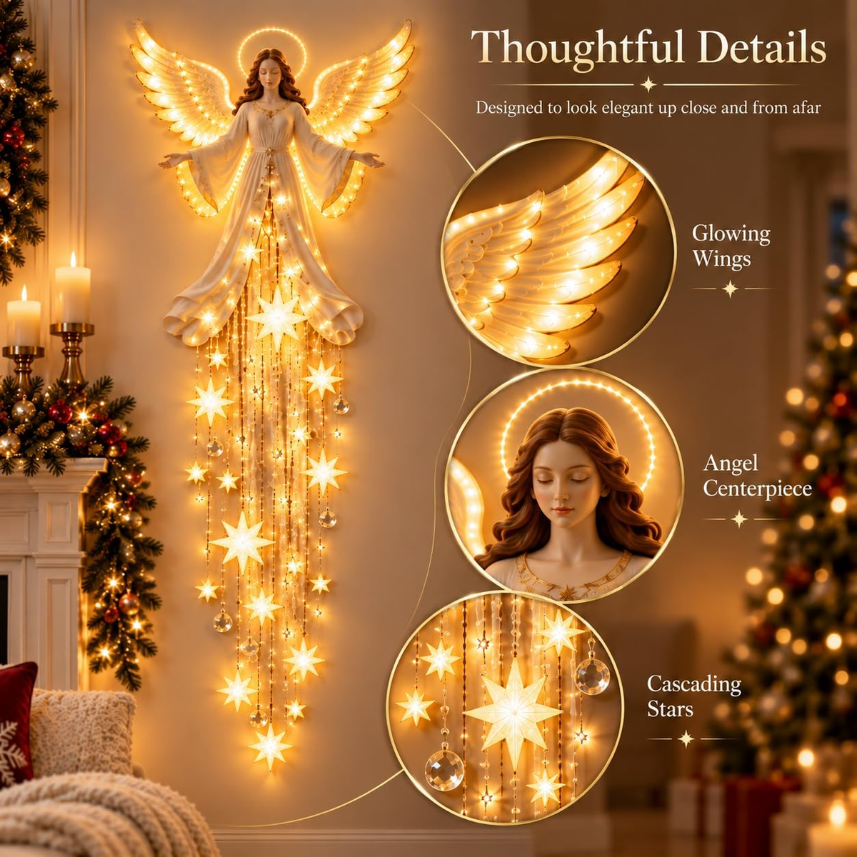 Angel Blessing Starfall LED Wall Light – Christmas Decor