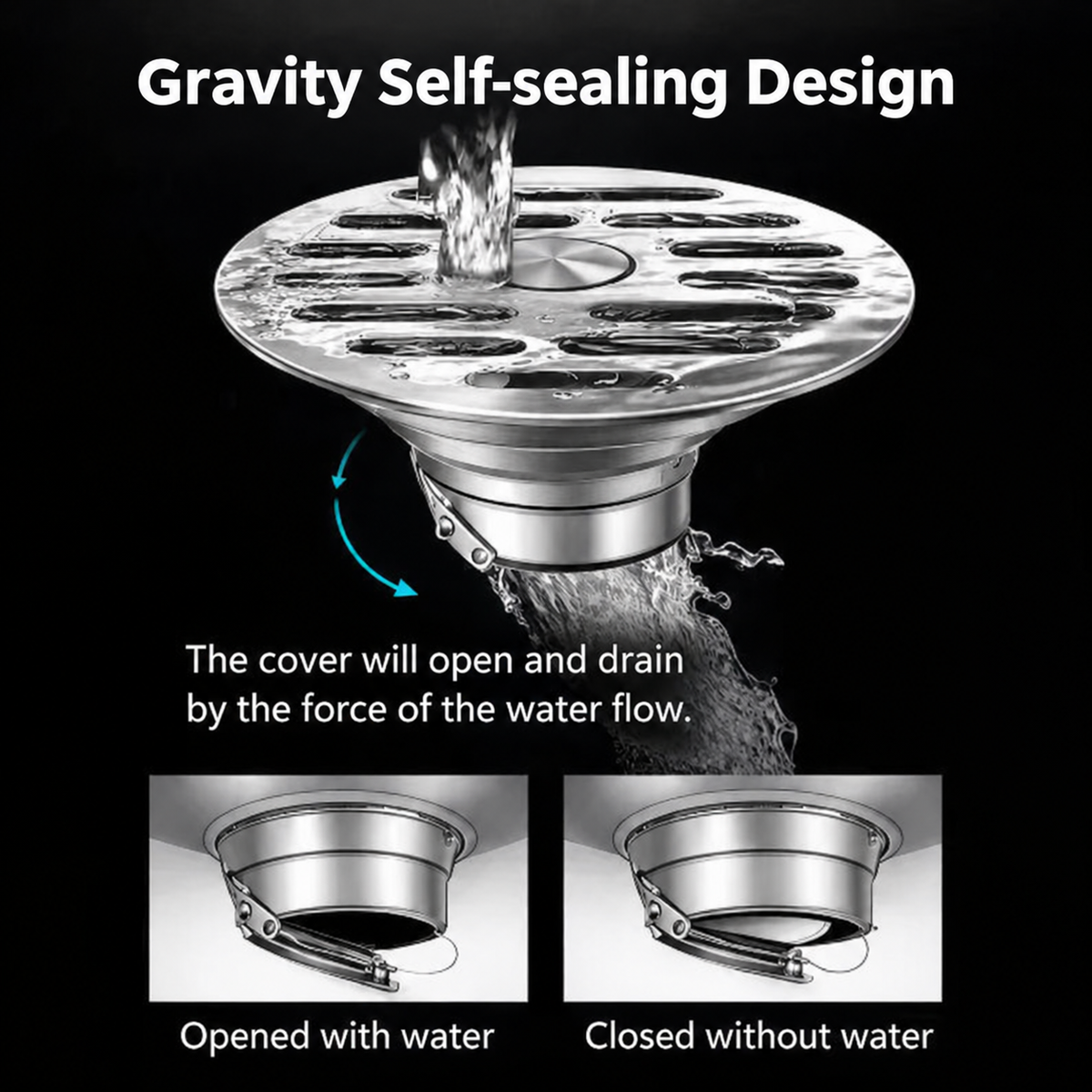 Stainless Steel Bathroom Floor Drain, Anti-odor, Insect Resistant, Puddle Prevention