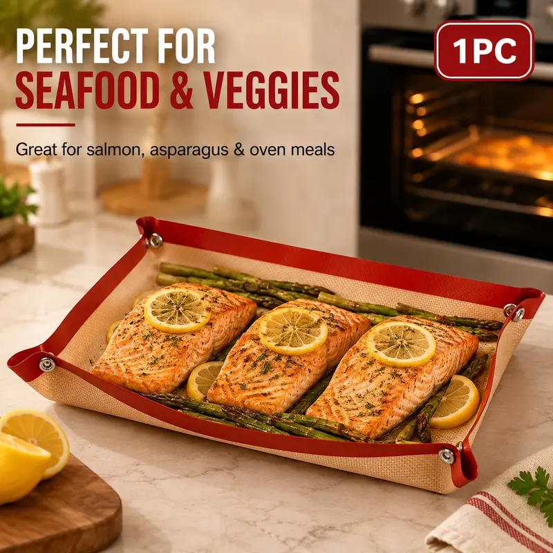 2-in-1 Reusable Nonstick Baking Mat & Roasting Tray