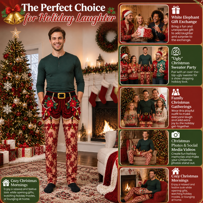 Funny Christmas Pajama Pants – Fake Underwear Optical Illusion