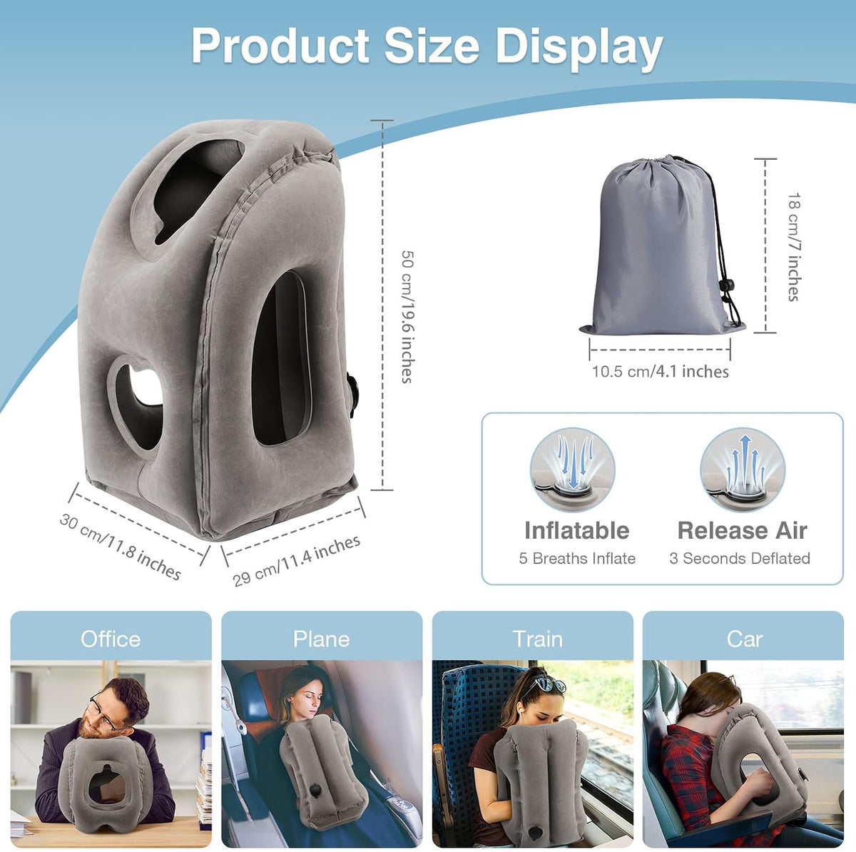 Inflatable Travel Pillow-Neck Pillow with Storage Bag