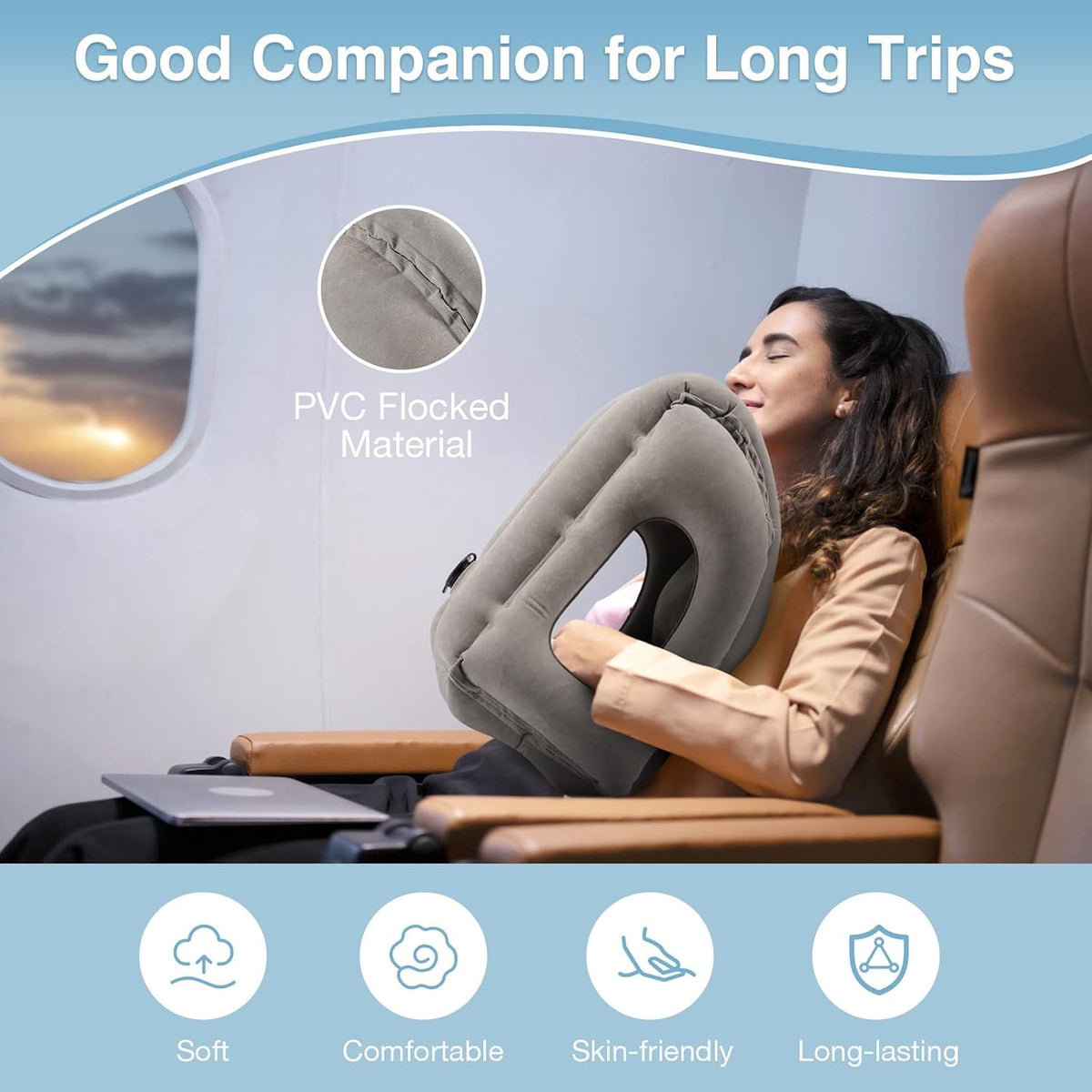 Inflatable Travel Pillow-Neck Pillow with Storage Bag