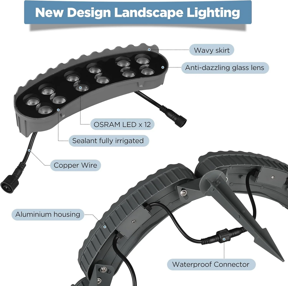 24V Low Voltage 3000K Warm White LED Outdoor Aluminum Outdoor Ring Tree Lights