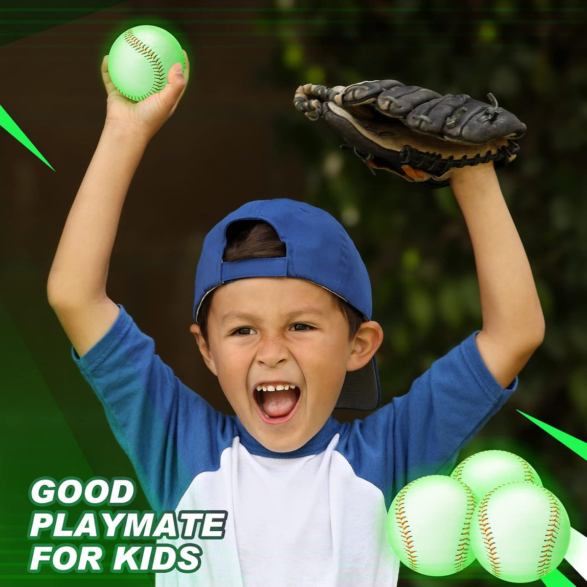 3 Pack Glow in the Dark Baseballs – Official Size Night Training Balls