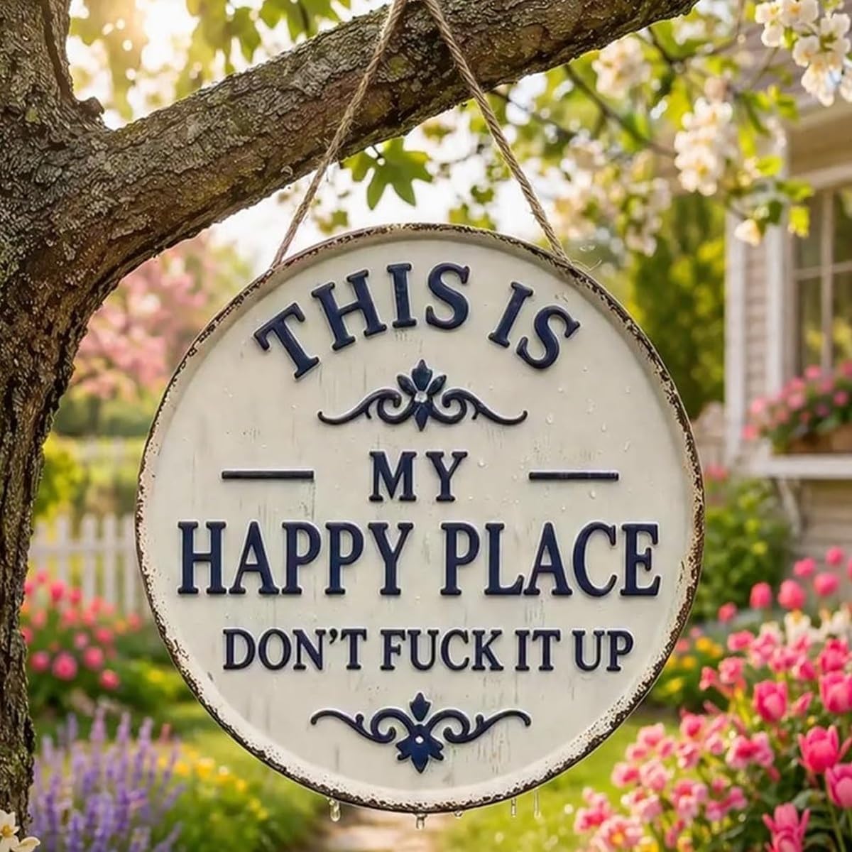 “This Is My Happy Place” Round Wall Decor