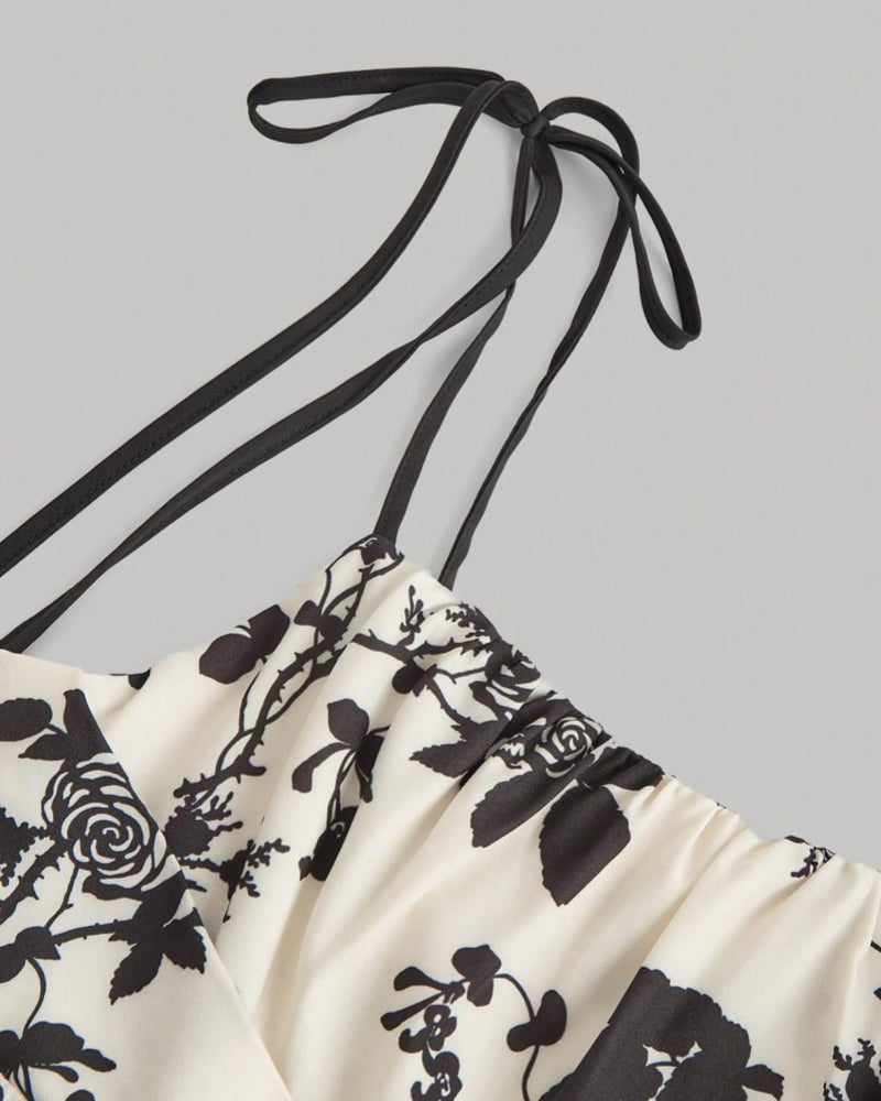 Floral Tie-Shoulder Cami Dress – Summer Sleeveless Sundress