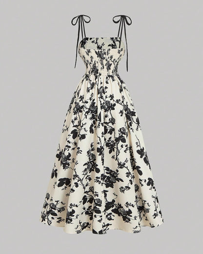 Floral Tie-Shoulder Cami Dress – Summer Sleeveless Sundress