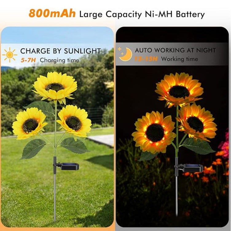 2pcs Solar LED Sunflower Garden Lights