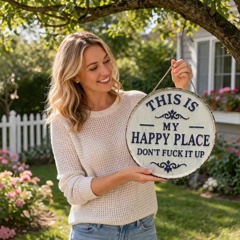 “This Is My Happy Place” Round Wall Decor
