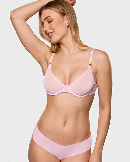 Women's Cosnufy Sheer Balconette Bra