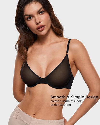 Women's Cosnufy Sheer Balconette Bra