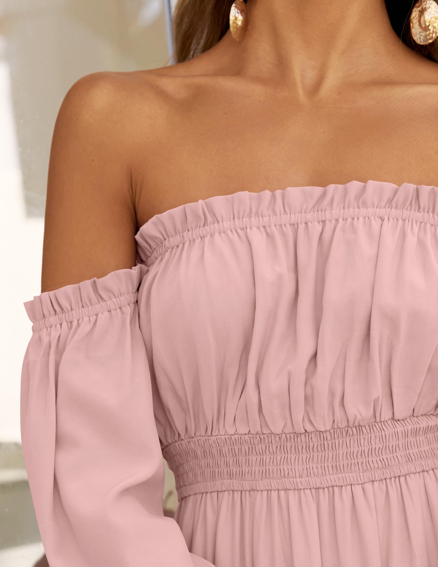 Boho Off Shoulder Split Maxi Dress