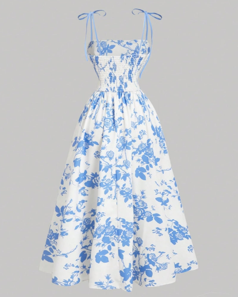Floral Tie-Shoulder Cami Dress – Summer Sleeveless Sundress