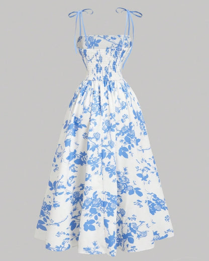 Floral Tie-Shoulder Cami Dress – Summer Sleeveless Sundress