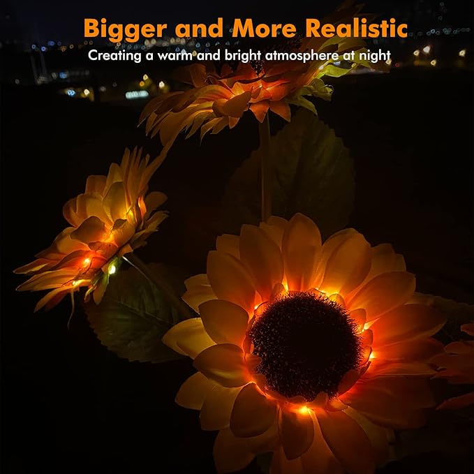 2pcs Solar LED Sunflower Garden Lights
