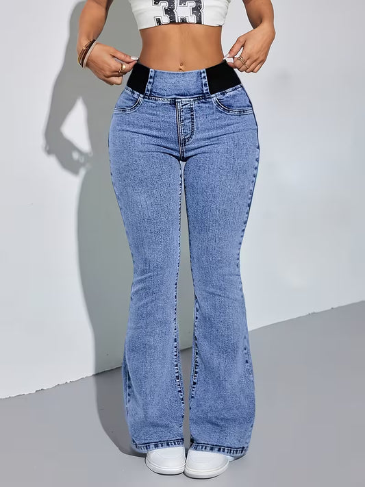 High-Waisted Skinny Stretch Flared Jeans
