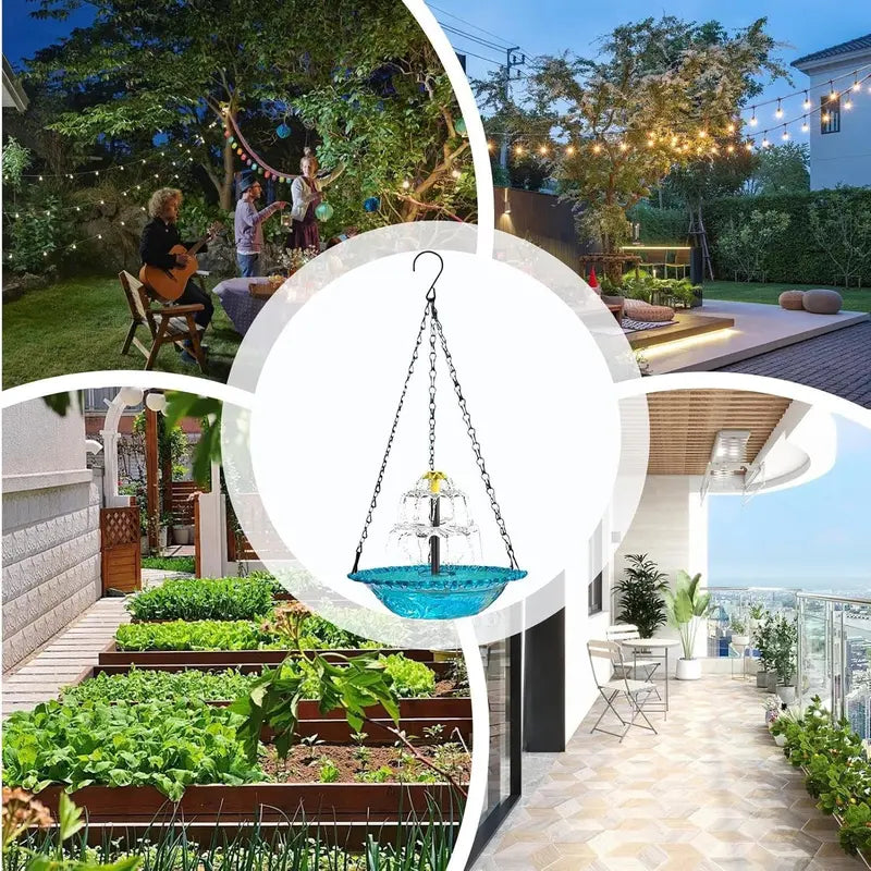 Solar Cascade Hanging Bird Bath Fountain