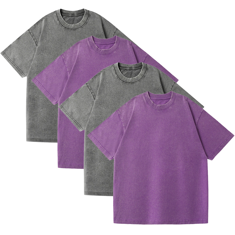 Men’s Oversized Vintage Washed T-Shirt (4pcs) – Loose Fit Cotton Tee