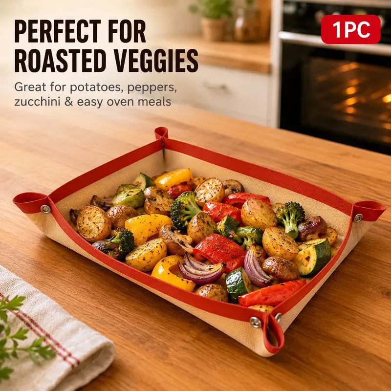 2-in-1 Reusable Nonstick Baking Mat & Roasting Tray