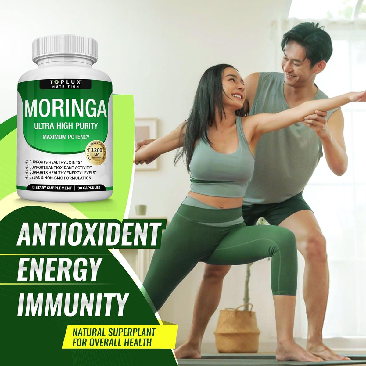 Moringa Capsules 1200mg – Pure Moringa Powder High Potency Leaf Extract