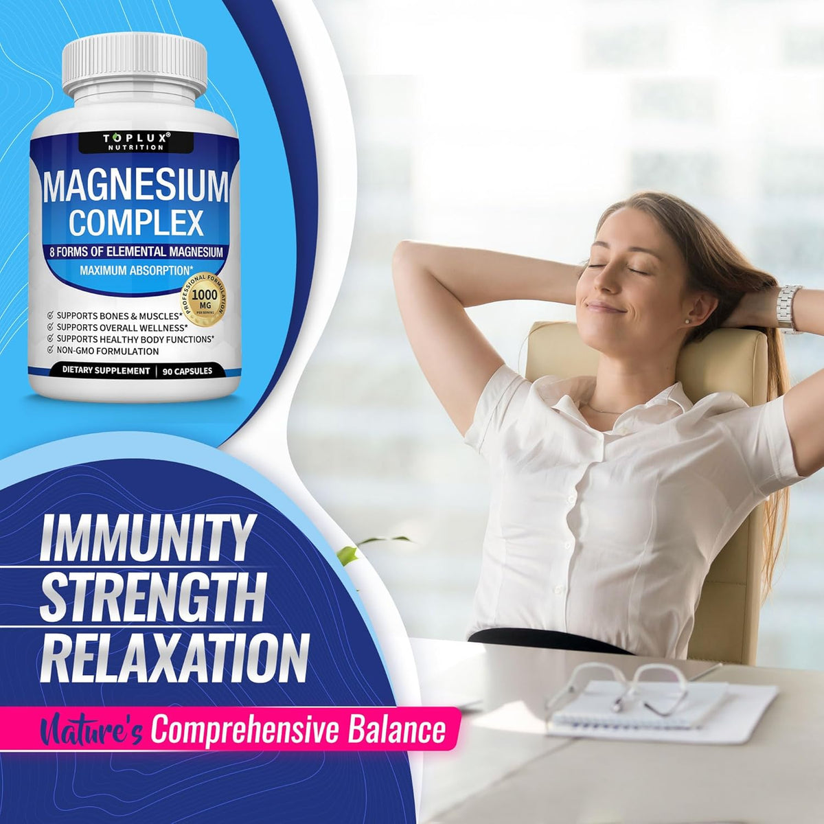 Magnesium Complex Supplement 8 Elemental 1000mg