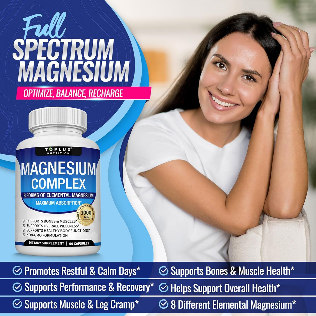 Magnesium Complex Supplement 8 Elemental 1000mg
