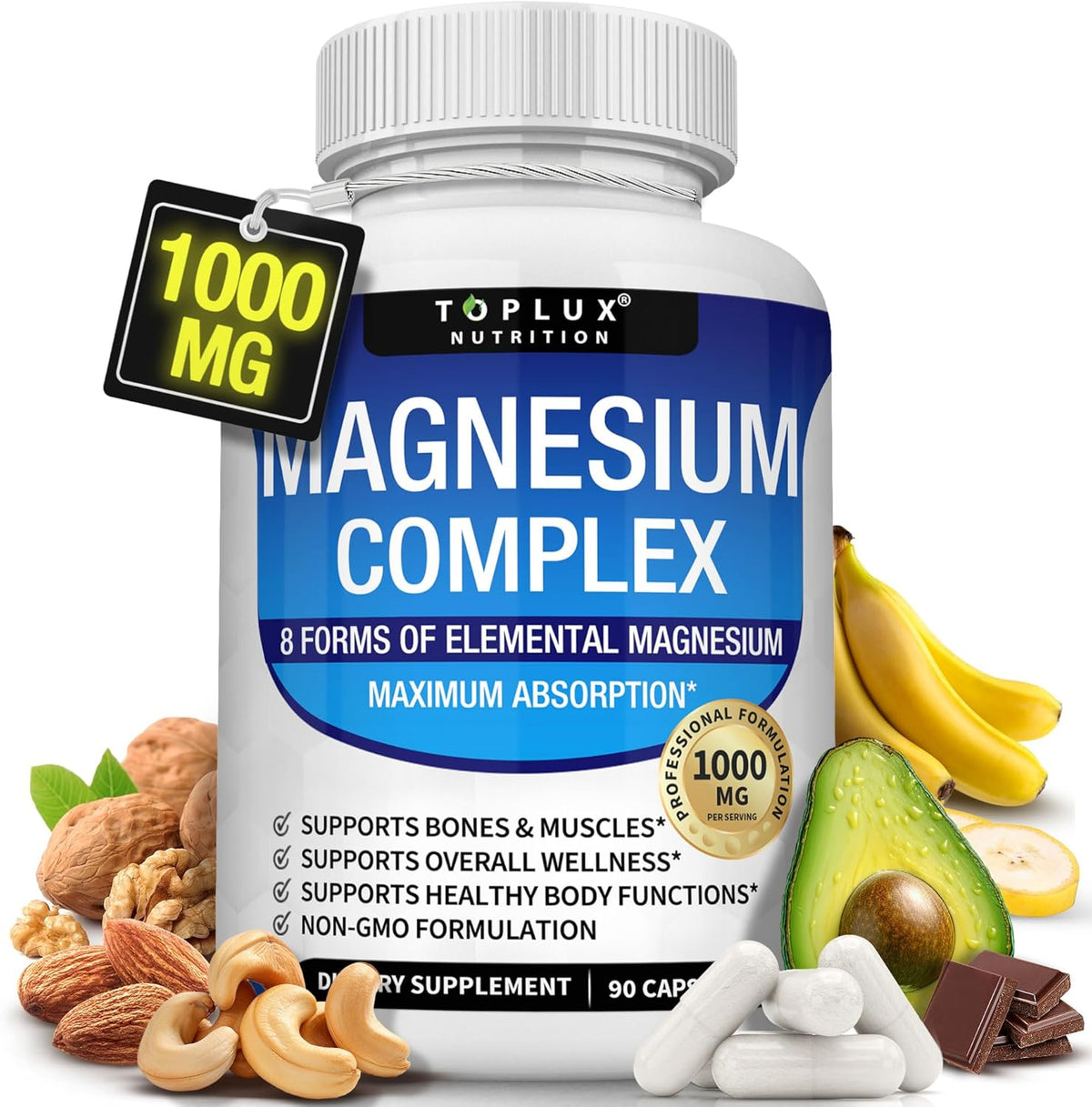 Magnesium Complex Supplement 8 Elemental 1000mg