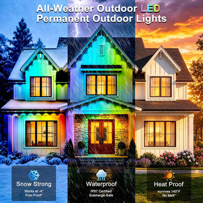 Smart Permanent Outdoor LED Lights with App Control & RGB Colors