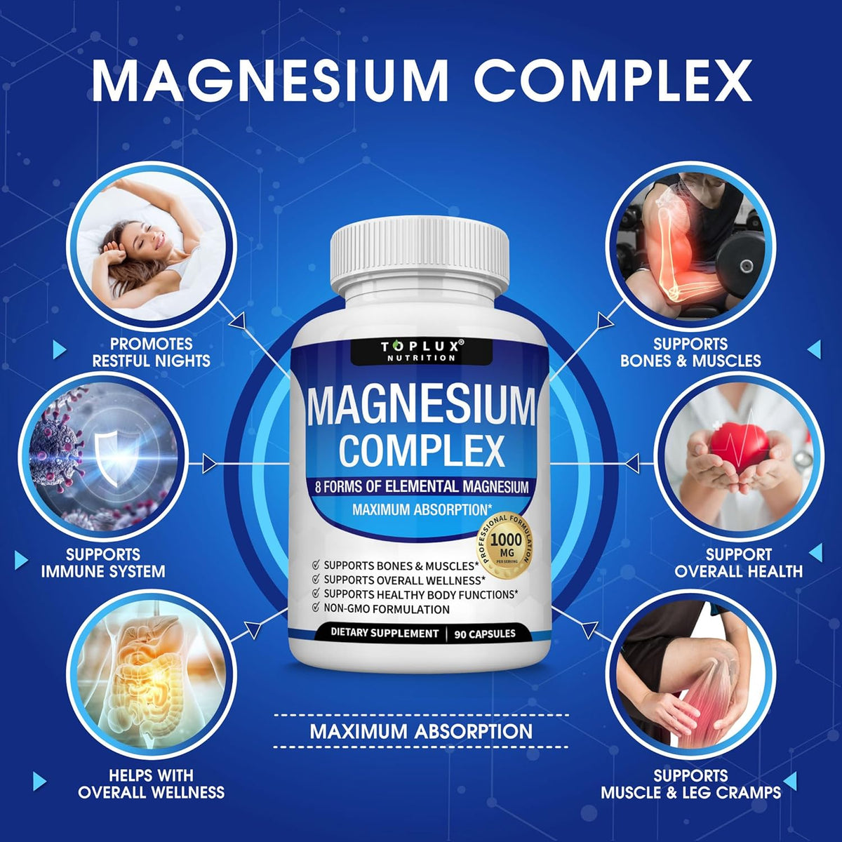 Magnesium Complex Supplement 8 Elemental 1000mg