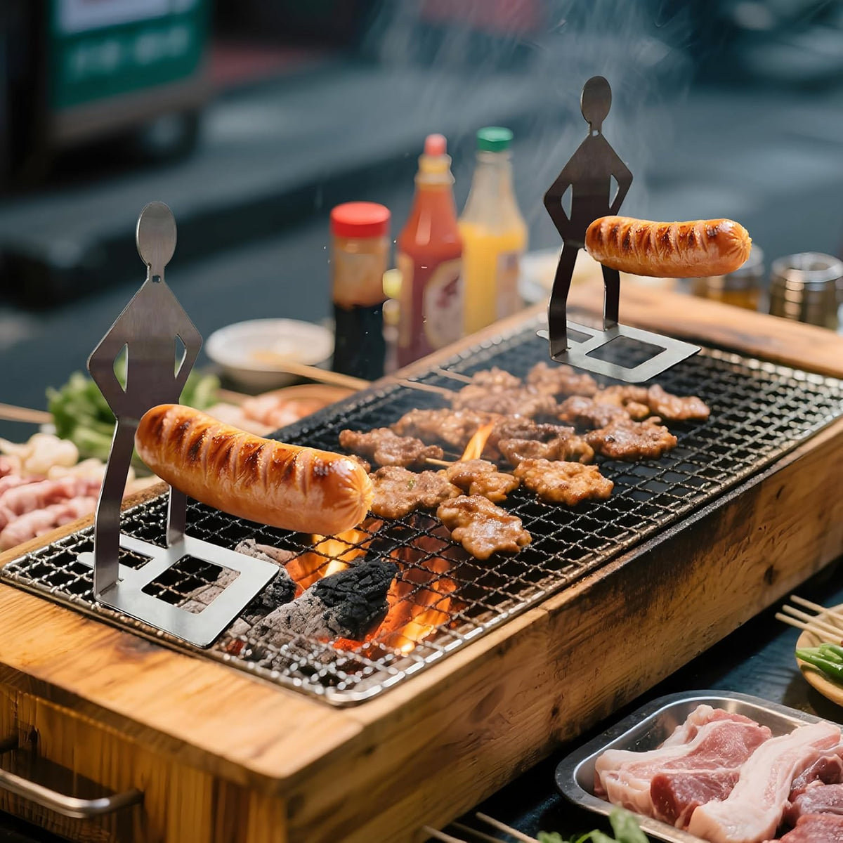 3PCS Funny BBQ Stand Man Hot Dog Holder