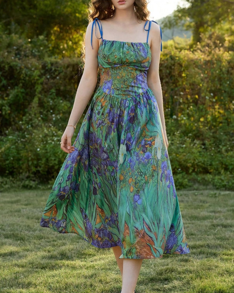 Floral Tie-Shoulder Cami Dress – Summer Sleeveless Sundress