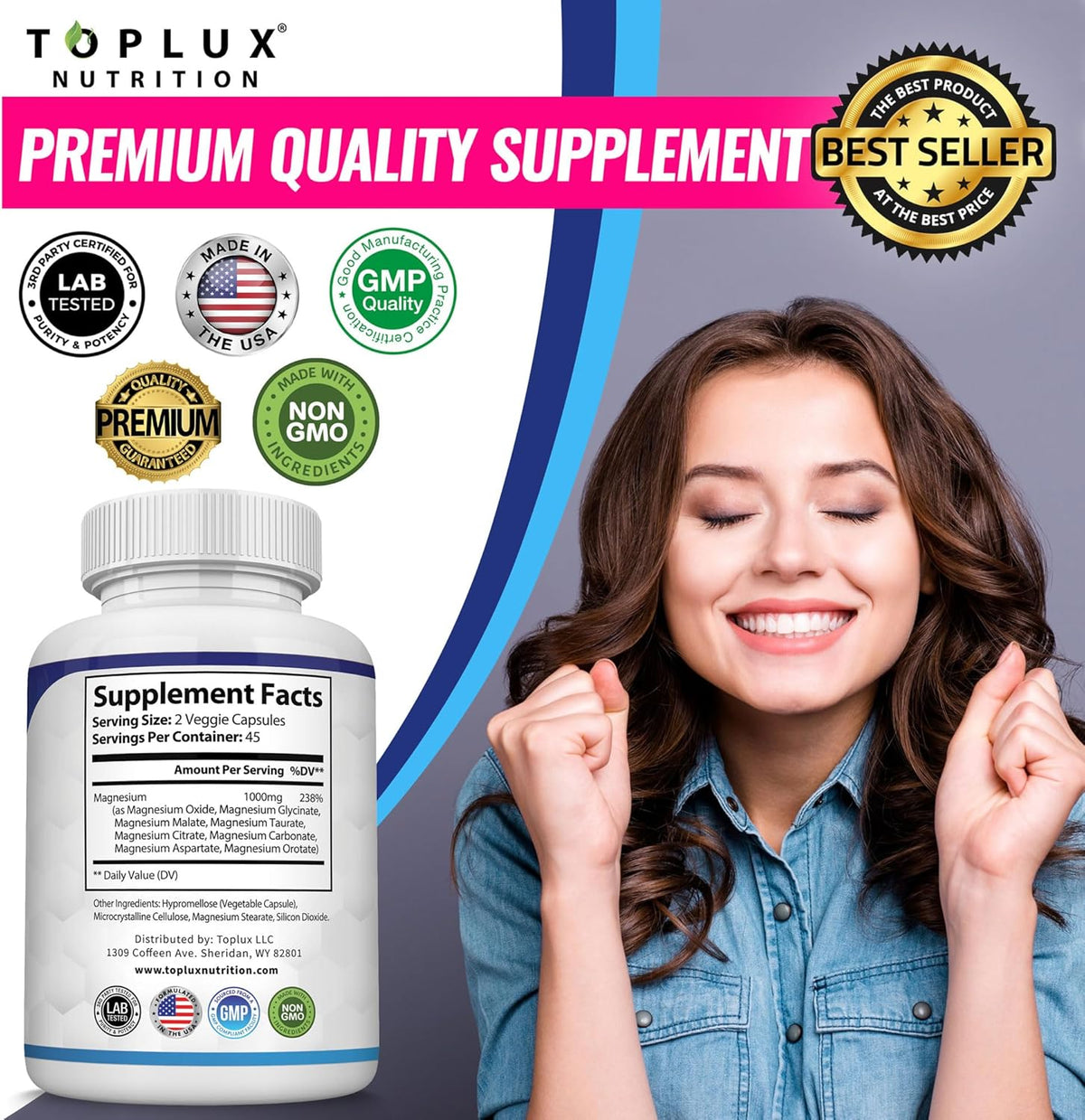 Magnesium Complex Supplement 8 Elemental 1000mg